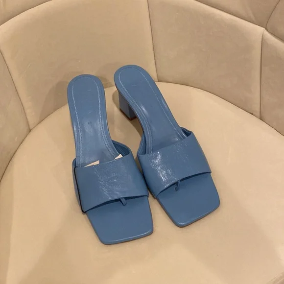 Zara blue leather heeled sandals - Picture 10 of 11